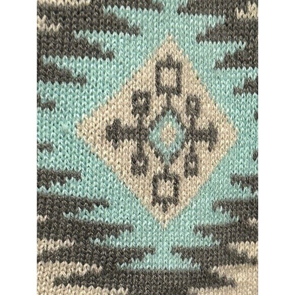 Dreamers Open Front Cardigan Sweater Women’s Medium/ Large Tribal Print Aqua - Picture 6 of 16